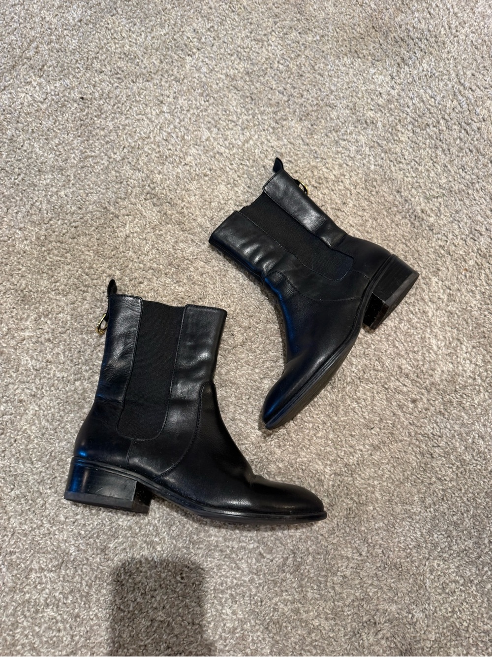 Ralph Lauren Black Leather Chelsea Ankle Boots